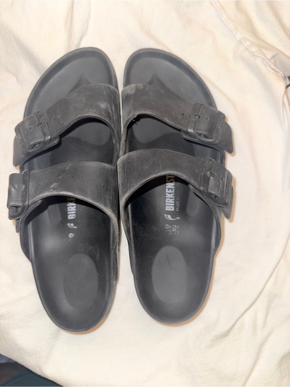 Birkenstock Black EVA Two-Strap Slide Sandals
